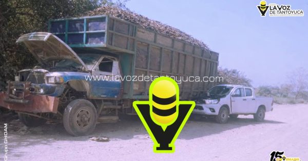 Choque entre camión cañero y camioneta deja un lesionado en camino vecinal, en Pánuco