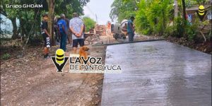 Gobierno Municipal pavimenta calle en la localidad de El Hule, en Tempoal