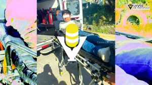 Motociclista resulta lesionado tras ser impactado por un auto compacto