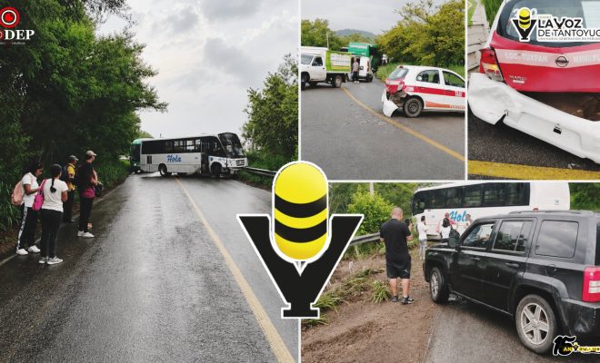 Carambola vehicular en la Tuxpan - Tampico deja cuantiosos daños materiales y una persona lesionada