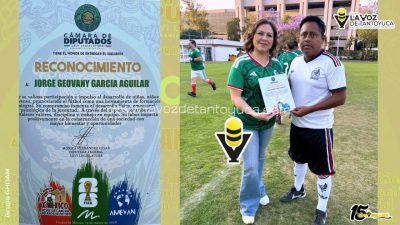 Entrenador de Tantoyuca es reconocido en la cámara de Diputados por su labor social y deportiva