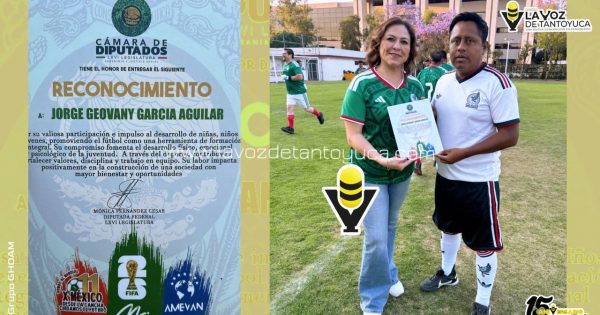 Entrenador de Tantoyuca es reconocido en la cámara de Diputados por su labor social y deportiva