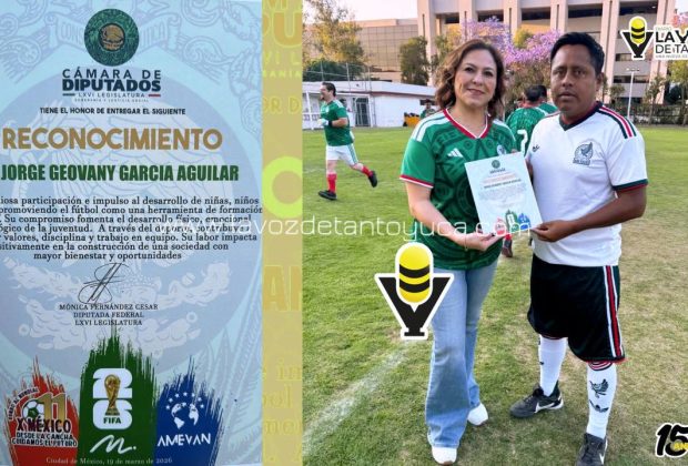 Entrenador de Tantoyuca es reconocido en la cámara de Diputados por su labor social y deportiva