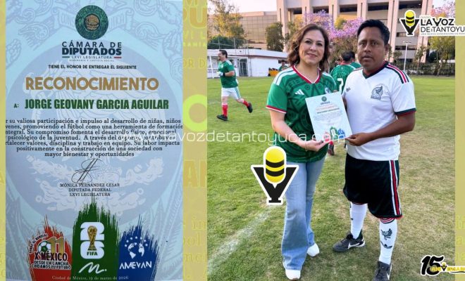 Entrenador de Tantoyuca es reconocido en la cámara de Diputados por su labor social y deportiva