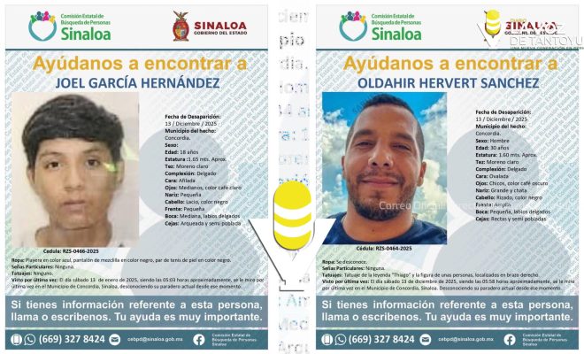 Desaparecen 6 vecinos de Jaltocán en Sinaloa; emiten ficha de búsqueda