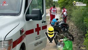 Motociclista resulta lesionada tras derrapar en camino de terracería en Pánuco