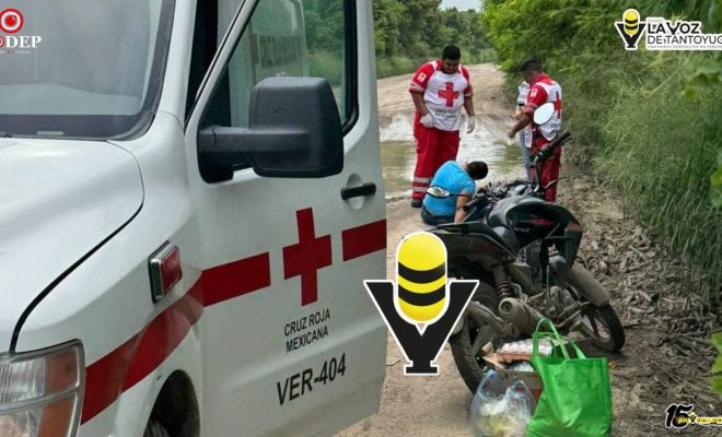 Motociclista resulta lesionada tras derrapar en camino de terracería en Pánuco