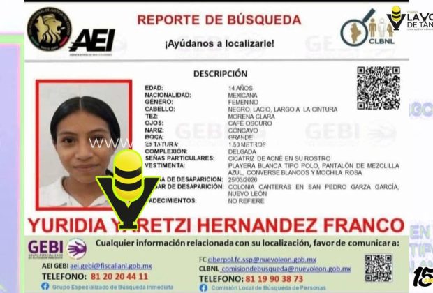 Hallan a joven huejutlense reportada como extraviada en Nuevo León