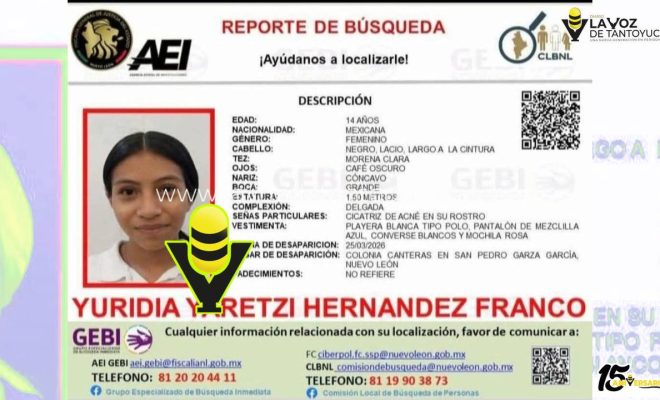 Hallan a joven huejutlense reportada como extraviada en Nuevo León