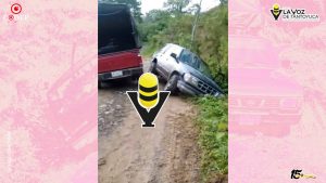 Dos camionetas estuvieron a punto de volcar por imprudencia en camino vecinal de Zontecomatlán