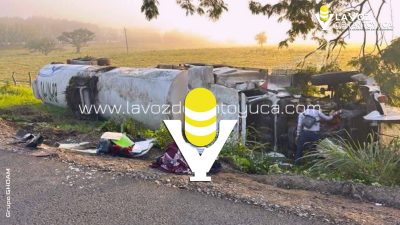 Vuelca pipa de gas LP en Platón Sánchez