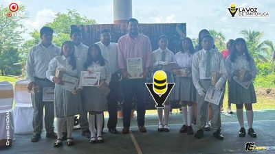 Regidor José Alfredo Ruiz León apadrina generación de la Telesecundaria Emiliano Zapata, en Tantoyuca