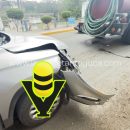 Choque entre camioneta y pipa deja solo daños materiales, en Tantoyuca