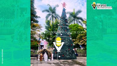 Ayuntamiento de Tempoal embellece el centro con adornos navideños