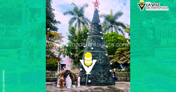 Ayuntamiento de Tempoal embellece el centro con adornos navideños