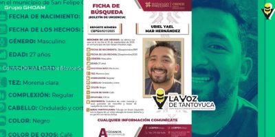 ¡Desaparece otra persona en San Felipe Orizatlán!