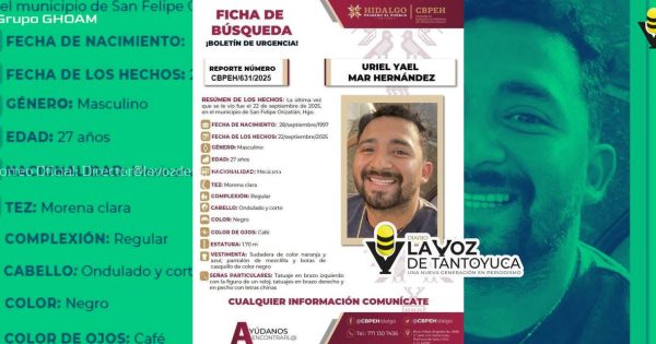 ¡Desaparece otra persona en San Felipe Orizatlán!
