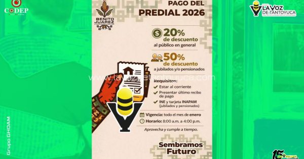 Alcalde Edvino Hernández anuncia descuentos en pago de predial 2026