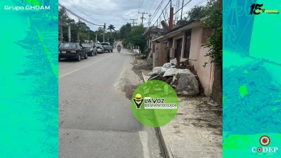 Vecino de la Colonia Santa Fe invade calle con escombros y genera riesgos