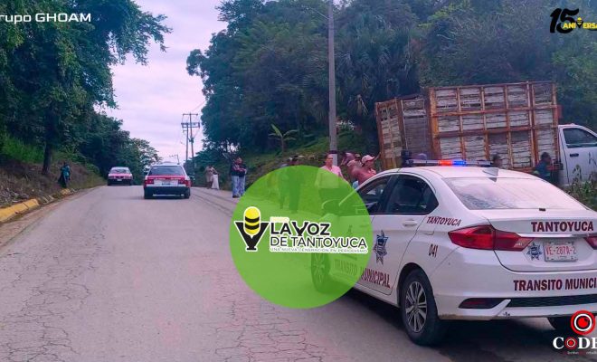 Coordinan Tránsito y Obras Públicas labores de limpieza en la carretera Tantoyuca - Platón Sánchez