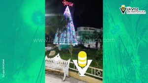 Llamas consumen árbol navideño en Orizatlán 