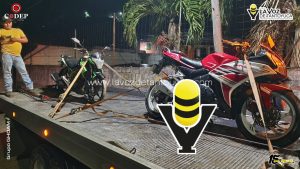 VAsegura Policía Estatal dos motocicletas en Papantla presuntamente implicados en un asalto
