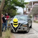 Camioneta se queda sin frenos y se impacta contra un poste de Telmex en Tantoyuca