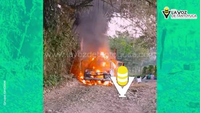 Se incendia vehículo en un camino vecinal, en Chicontepec