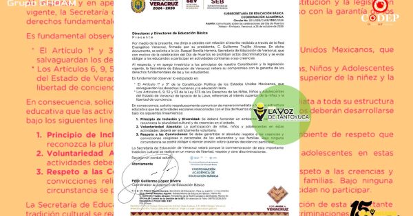 SEV establece que ningún alumno debe ser obligado a participar en celebraciones religiosas como Xantolo