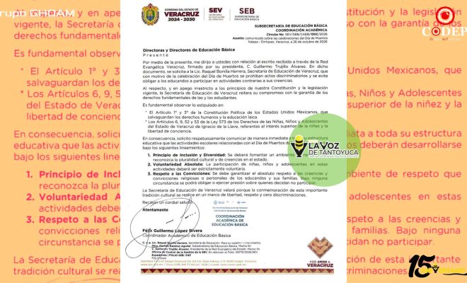 SEV establece que ningún alumno debe ser obligado a participar en celebraciones religiosas como Xantolo
