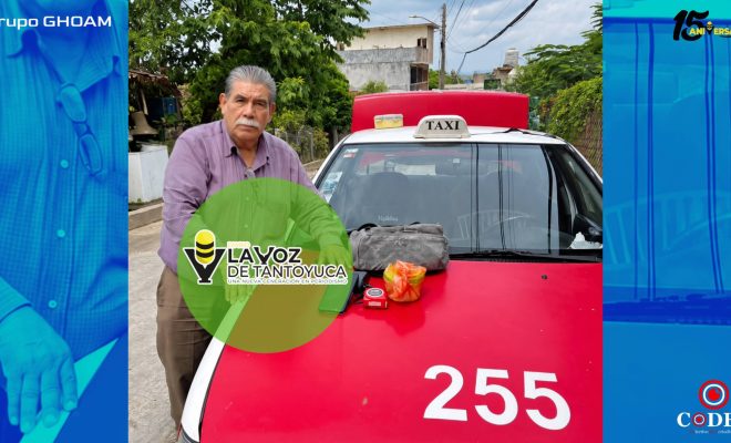 Taxista de Papantla demuestra honestidad al buscar a pasajero que olvidó sus pertenencias