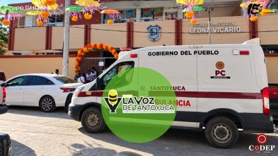Atiende Protección Civil a dos alumnos tras incidente en primaria Leona Vicario de Tantoyuca
