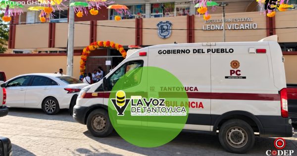 Atiende Protección Civil a dos alumnos tras incidente en primaria Leona Vicario de Tantoyuca