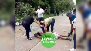 Trabajador sufre descarga eléctrica sobre la carretera Huejutla - San Felipe 