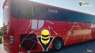 Autobús de pasajeros de ADO es apedreado en la carretera Álamo - Potrero del Llano