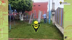 Ayuntamiento realiza mantenimiento en el Parque de La Glorieta, en Chicontepec