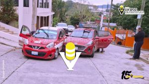 Choque entre vehículo particular y taxi deja solo daños materiales