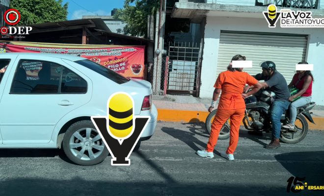 Choque por alcance deja solo daños materiales en Tantoyuca
