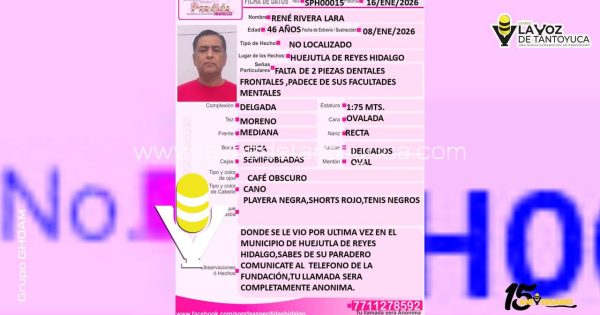 PGJEH busca a hombre desaparecido en Huejutla
