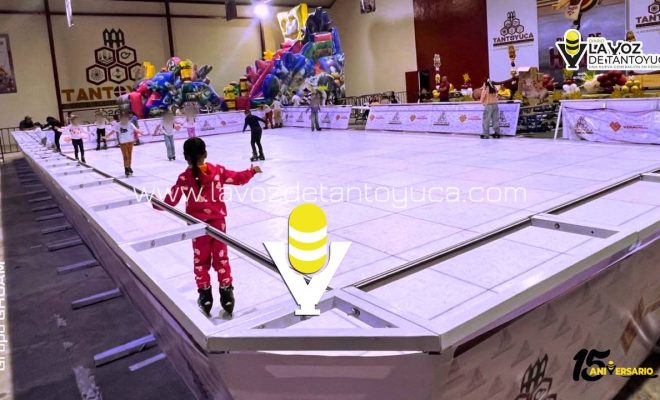 Pista de hielo ecológica en Tantoyuca es un éxito