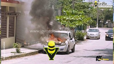 Incendio de vehículo genera movilización en Pánuco