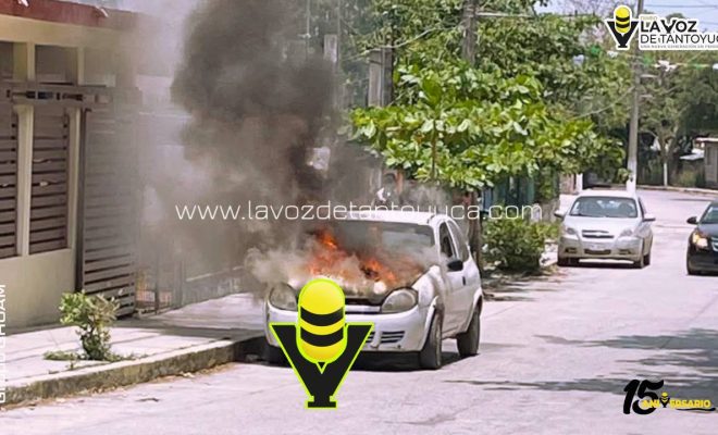 Incendio de vehículo genera movilización en Pánuco