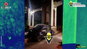 Conductor choca contra el Arco Bicentenario de Huautla; solo hubo daños materiales