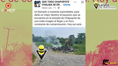 Habitantes denuncian acumulación de basura en Chapopote y piden atención del Gobierno Municipal