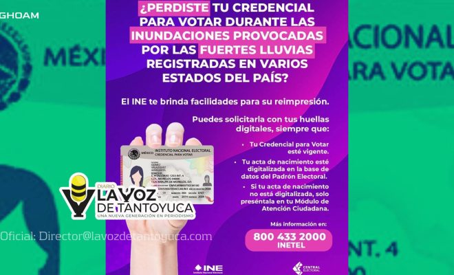 Implementa INE plan emergente para recuperar Credenciales para Votar en zonas afectadas por graves inundaciones