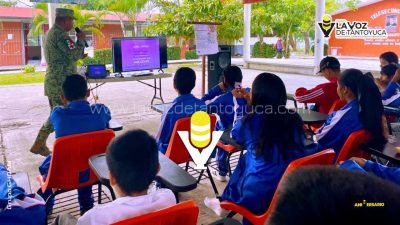 Ejército Mexicano imparte plática preventiva en telesecundaria de Tantoyuca