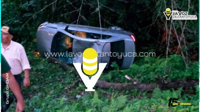 Volcadura en Huejutla deja un lesionado