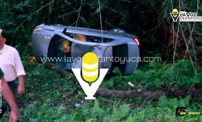 Volcadura en Huejutla deja un lesionado