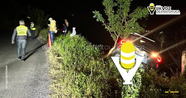 Árbol evita que camioneta caiga a un barranco