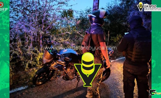 Motociclista resulta lesionado tras derrapar y chocar contra camioneta en Tempoal